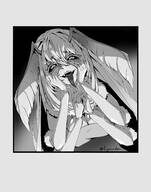 artist:juniper black_and_white character:juniper_(V0.3) sweather tongue_out yandere // 2277x2900 // 375KB